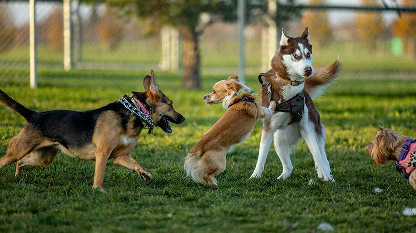 dogs playing